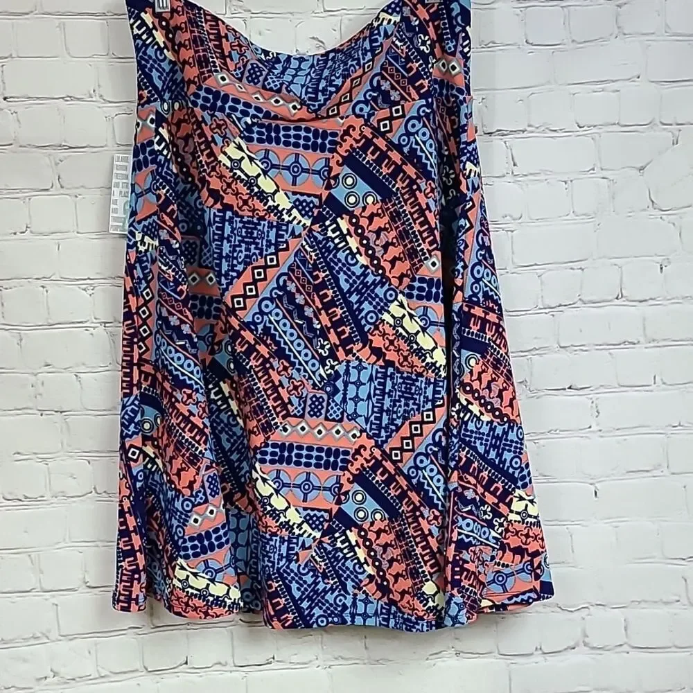 LuLaRoe Azure Skirt 2X Boho Geometric Midi Stretch Travel Plus Size NWT Comfy